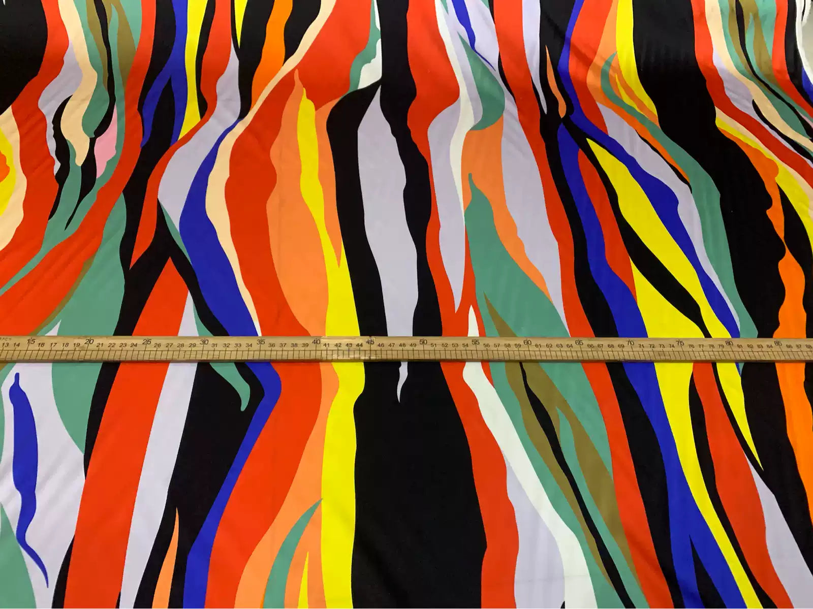QCATIA - 19 Momme Color Stripes Pattern Digital Print Stretch Silk Satin Fabric - 140cm wide by the Yard