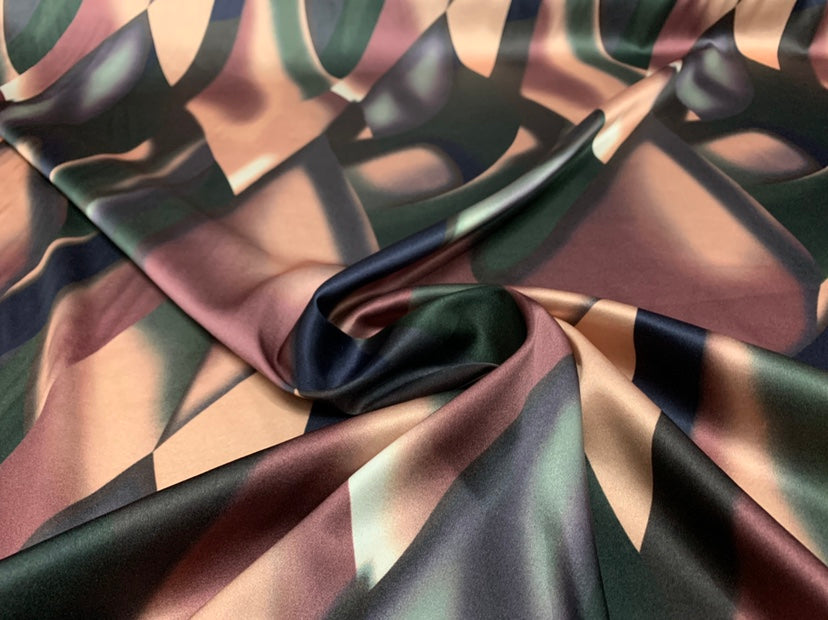 SISABG - 19 Momme Fashion Irregular Pattern Digital Print Stretch Silk Satin Fabric - 140cm wide by the Yard