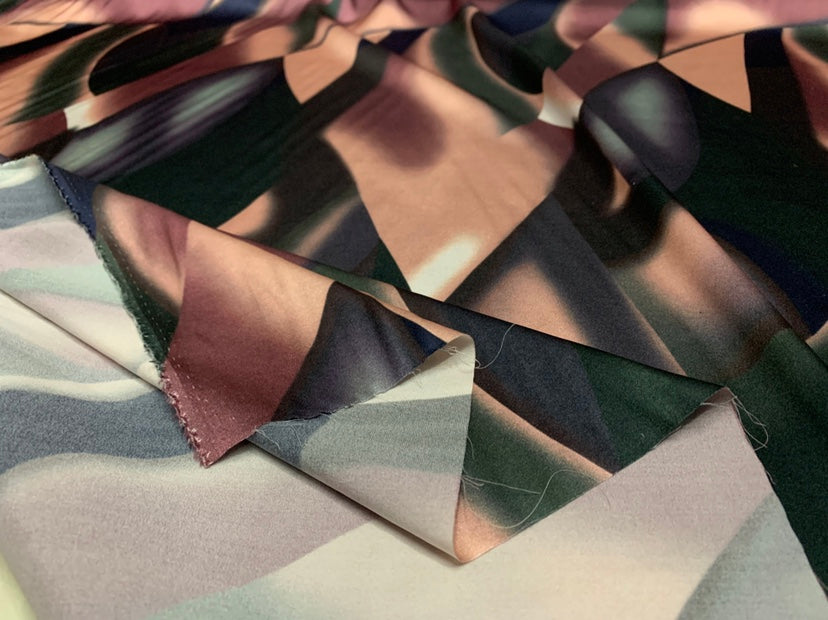 SISABG - 19 Momme Fashion Irregular Pattern Digital Print Stretch Silk Satin Fabric - 140cm wide by the Yard