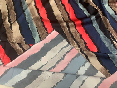 SIZUAN - 19 Momme Fashion Geometric Three Color Stripes Pattern Digital Print Stretch Silk Satin Fabric - 140cm wide by the Yard