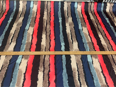SIZUAN - 19 Momme Fashion Geometric Three Color Stripes Pattern Digital Print Stretch Silk Satin Fabric - 140cm wide by the Yard