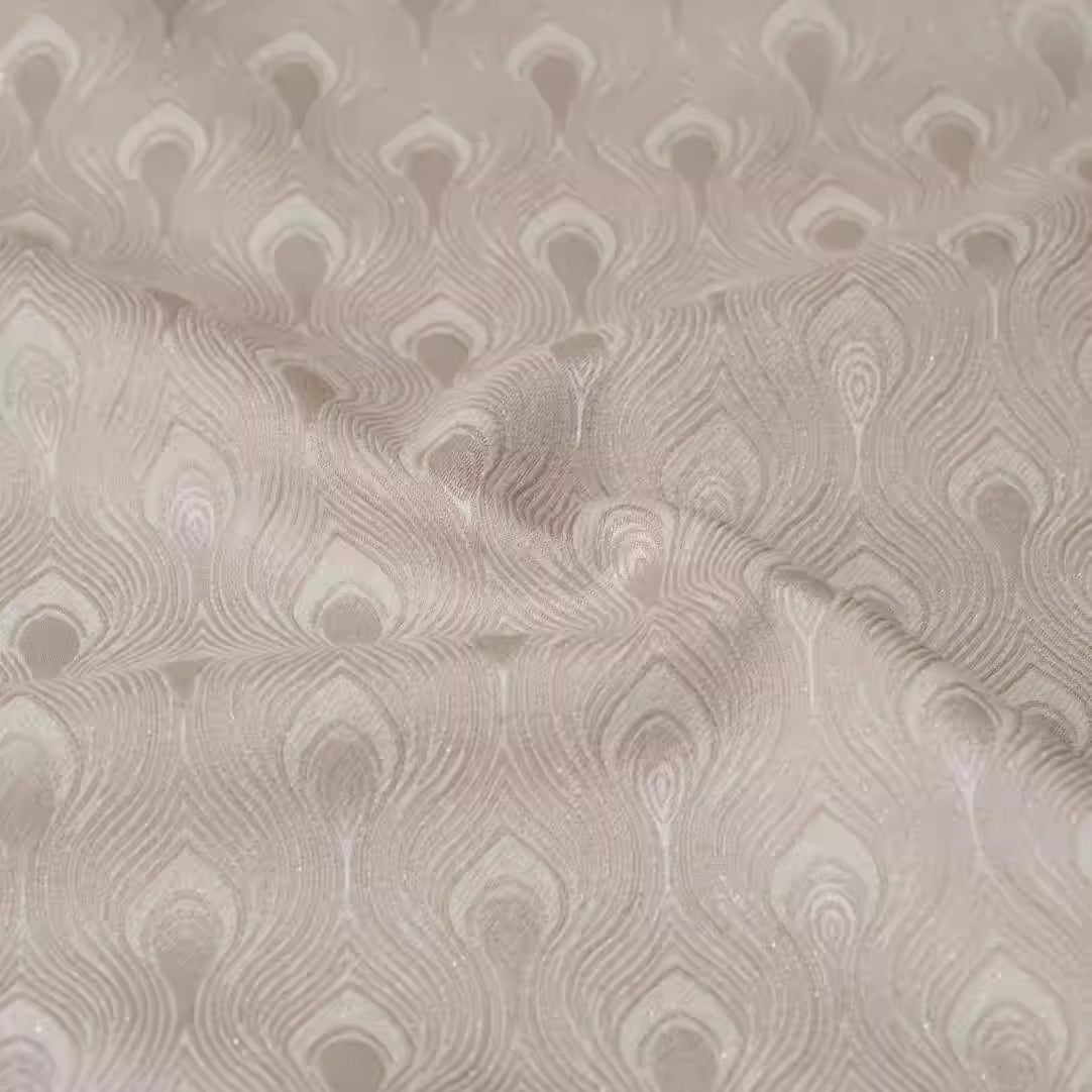 SJKSM002 - Jacquard silk wool blend fabric,feather, 140cm wide by the yard