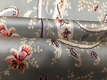 SOUYAO - 19 Momme Slender Cashew Flowers Pattern Digital Print Stretch Silk Satin Fabric - 140cm wide by the Yard
