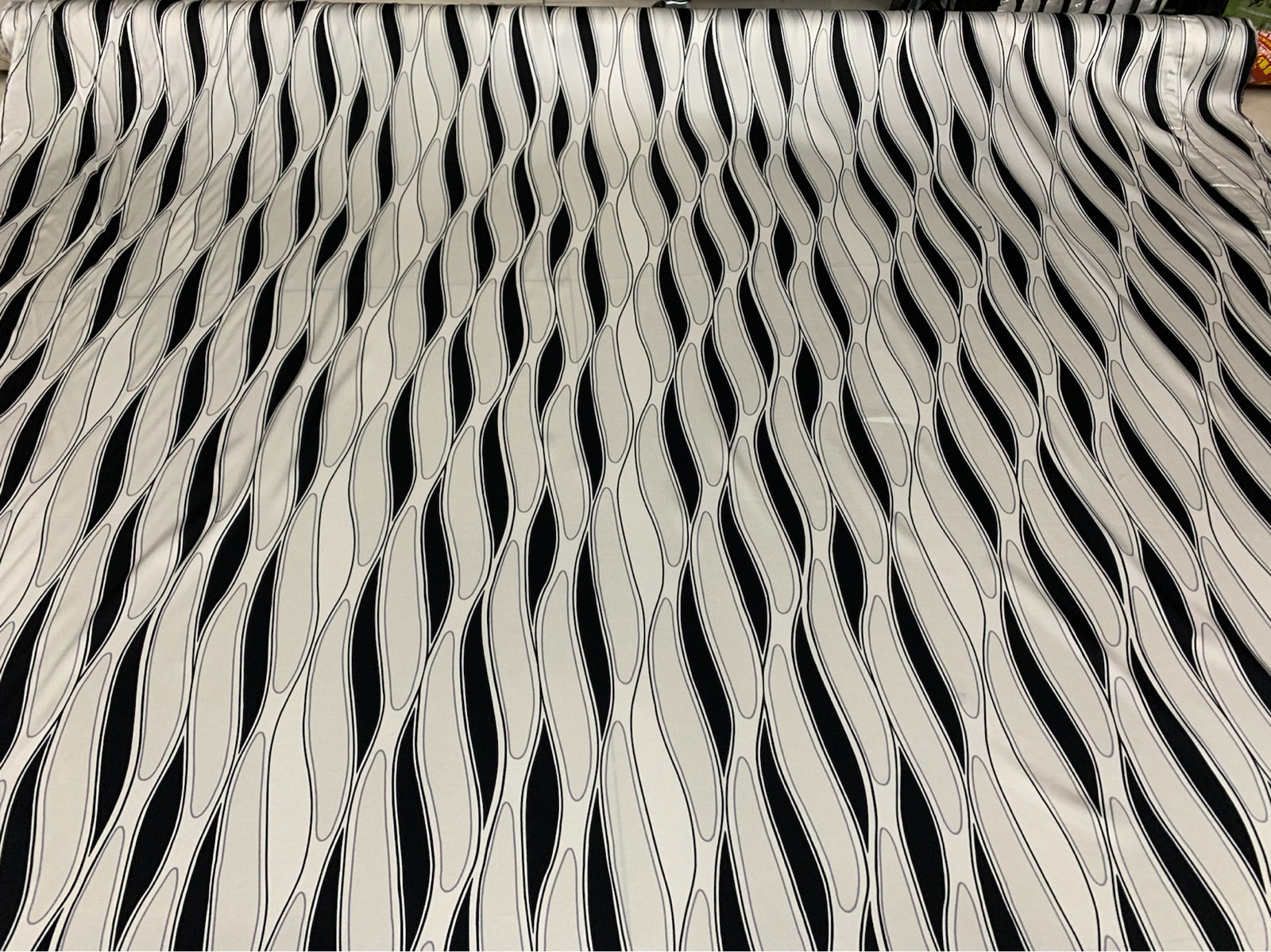 SUIBOW - 19 Momme Water Ripples Pattern Digital Print Stretch Silk Satin Fabric - 140cm wide by the Yard