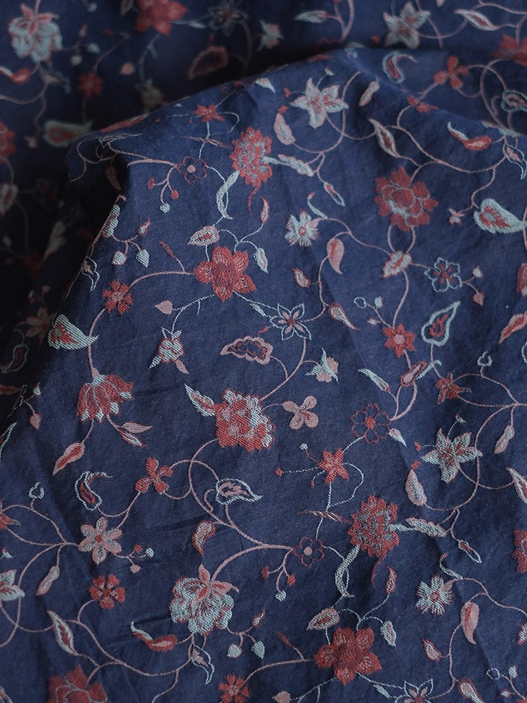 SZTIHML - Cotton fabric, jacquard floral, pink vs blue, 1.45m wide by the Yard