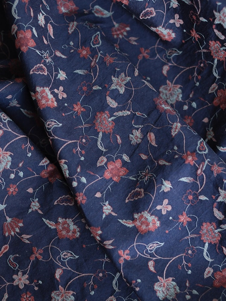 SZTIHML - Cotton fabric, jacquard floral, pink vs blue, 1.45m wide by the Yard