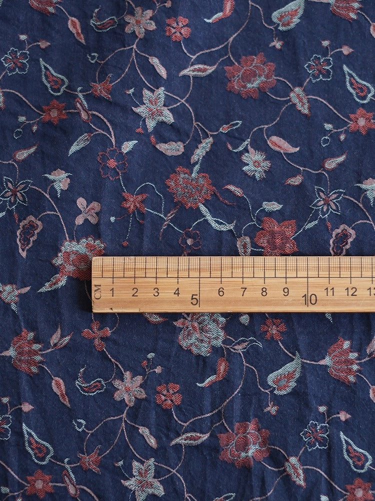 SZTIHML - Cotton fabric, jacquard floral, pink vs blue, 1.45m wide by the Yard