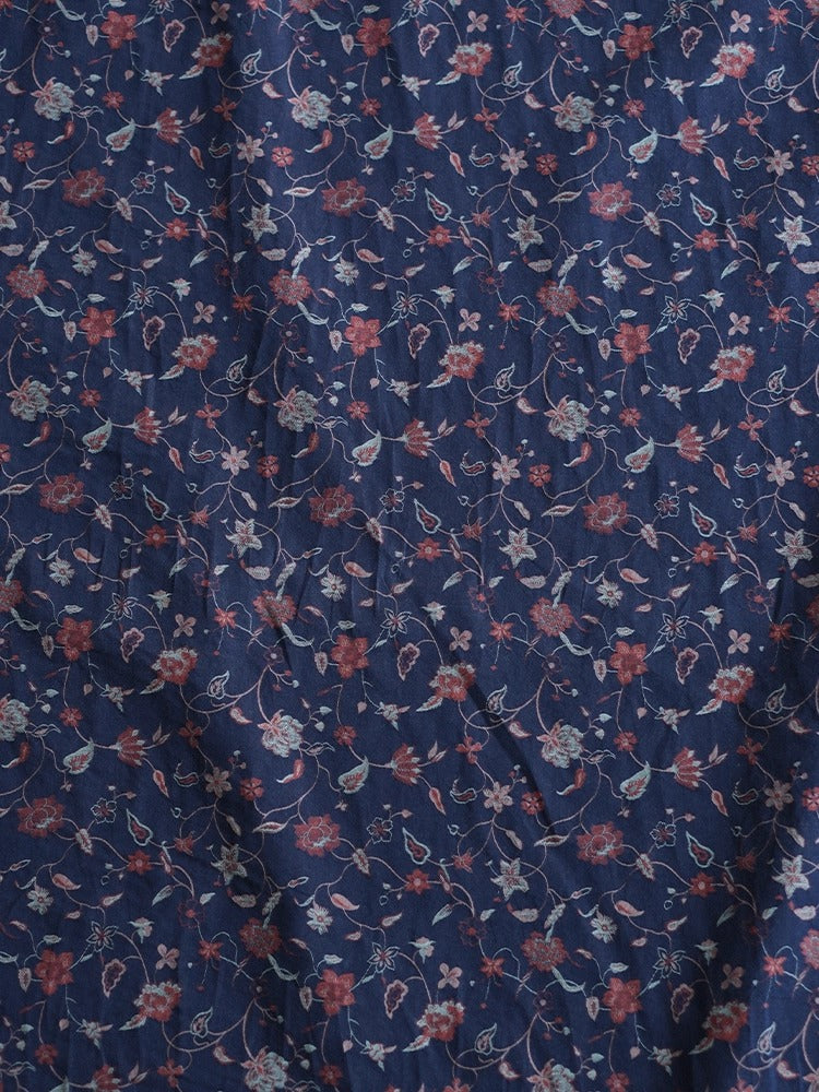 SZTIHML - Cotton fabric, jacquard floral, pink vs blue, 1.45m wide by the Yard
