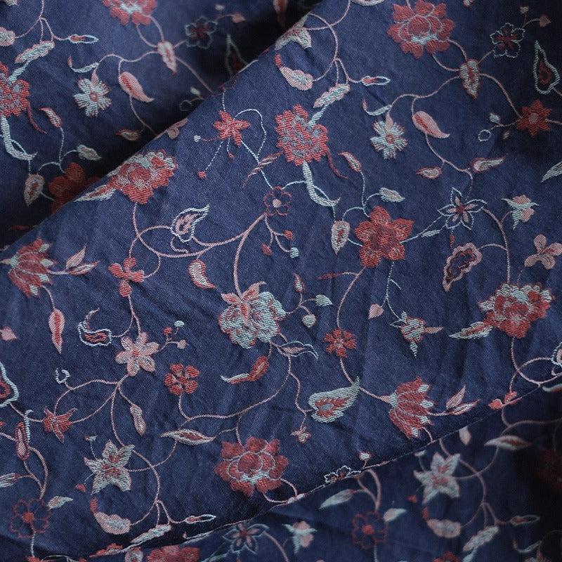 SZTIHML - Cotton fabric, jacquard floral, pink vs blue, 1.45m wide by the Yard