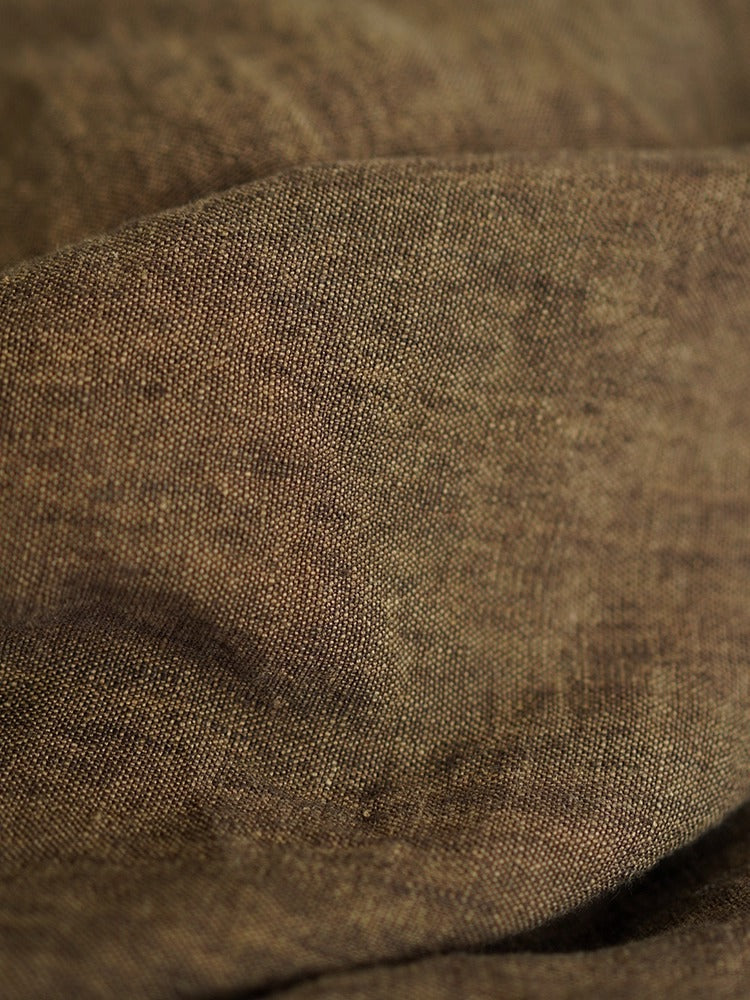 SZYDLNT - Linen fabric, yarn dyed thick 300g mixed coffee brown, 1.5m wide by the Yard