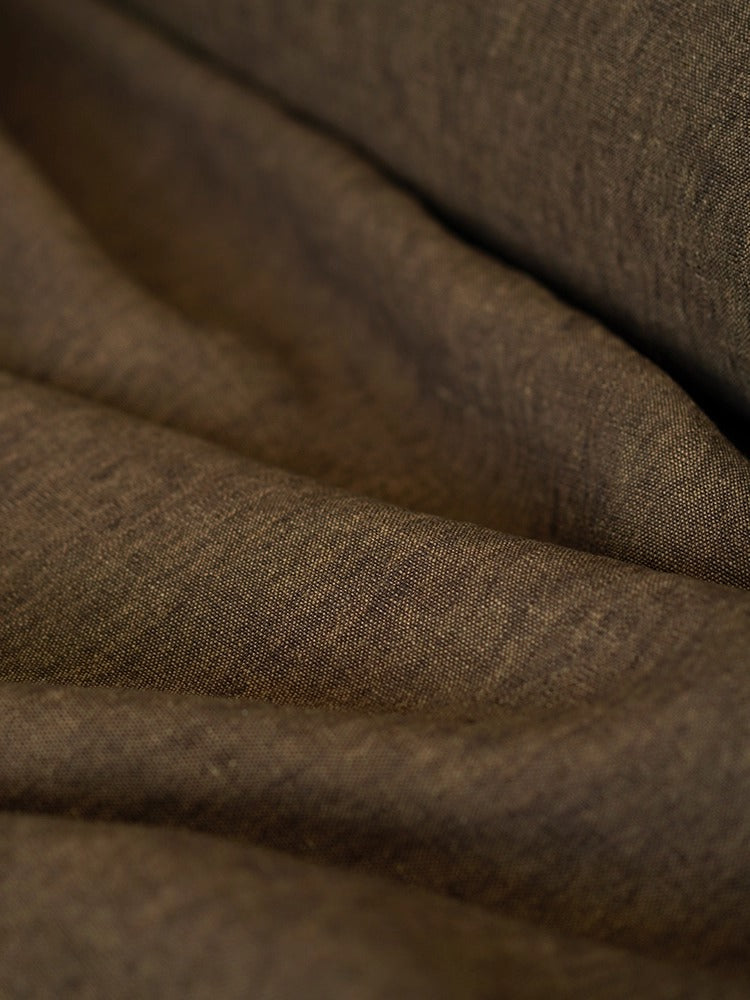 SZYDLNT - Linen fabric, yarn dyed thick 300g mixed coffee brown, 1.5m wide by the Yard