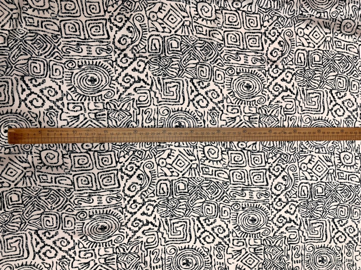 TUANXA - 19 Momme Pictographic Geometry Pattern Digital Print Stretch Silk Satin Fabric - 108cm wide by the Yard