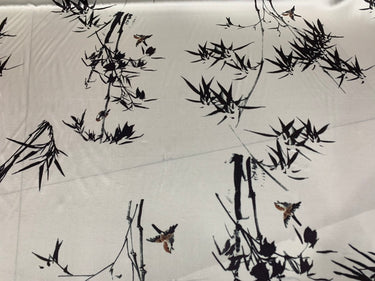 WENZUN - 19 Momme Bamboo Pattern Digital Print Stretch Silk Satin Fabric - 108cm wide by the Yard