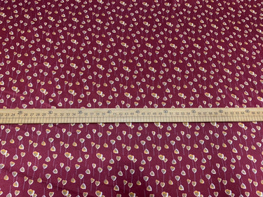 WINRED - 19 Momme Wine Red Heart Pattern Digital Print Stretch Silk Satin Fabric - 108cm wide by the Yard