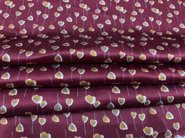 WINRED - 19 Momme Wine Red Heart Pattern Digital Print Stretch Silk Satin Fabric - 108cm wide by the Yard