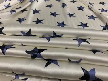 WUJAXI - 19 Momme Pentagram Pattern Digital Print Stretch Silk Satin Fabric - 108cm wide by the Yard