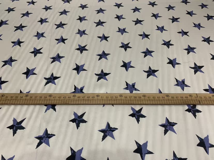 WUJAXI - 19 Momme Pentagram Pattern Digital Print Stretch Silk Satin Fabric - 108cm wide by the Yard
