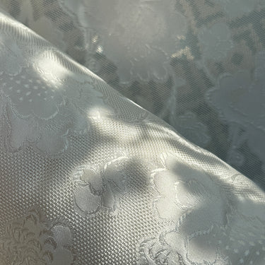 XYSJBWMDB - Leno silk fabric, 25 momme 114cm wide, white peony, 100% mulberry silk