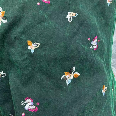 XYZCSCXHD - Embroidered Tussah Mud Silk, Green Butterfly 60 Momme 110cm wide by the Yard