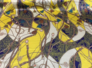 YADAIK - 19 Momme Belt Buckle Pattern Digital Print Stretch Silk Satin Fabric - 108cm wide by the Yard