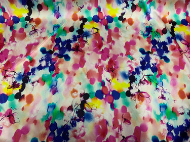 YANQID - 19 Momme Colorful Flowers Pattern Digital Print Stretch Silk Satin Fabric - 140cm wide by the Yard
