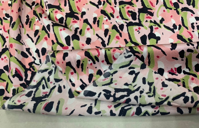 YEXIBA - 19 Momme Wild Leopard Print Pattern Digital Print Stretch Silk Satin Fabric - 108cm wide by the Yard