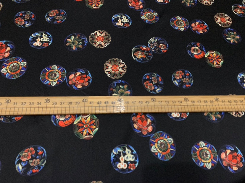 YUANHA - 19 Momme Flowers Pattern Digital Print Stretch Silk Satin Fabric - 140cm wide by the Yard