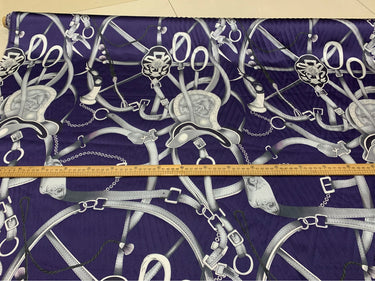 ZREDYE  - 19 Momme Purple Chain Pattern Digital Print Stretch Silk Satin Fabric - 108cm wide by the Yard