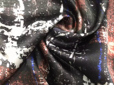 ZUOJIU - 28 Momme Old Style Pattern Digital Print Stretch Silk Satin Fabric - 110cm wide by the Yard