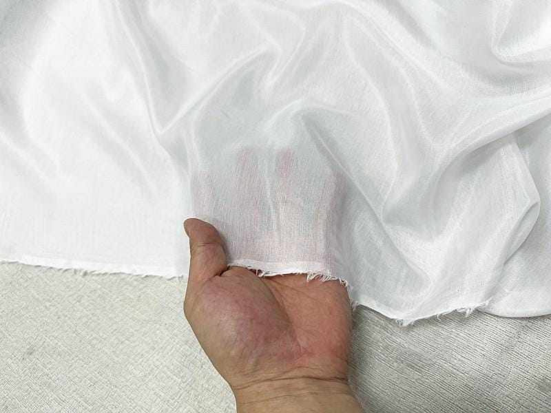 XLSMCB - 9 Momme 40% Silk 60 Cotton Pure White Blended Fashion Fabric - 140cm wide by the Yard
