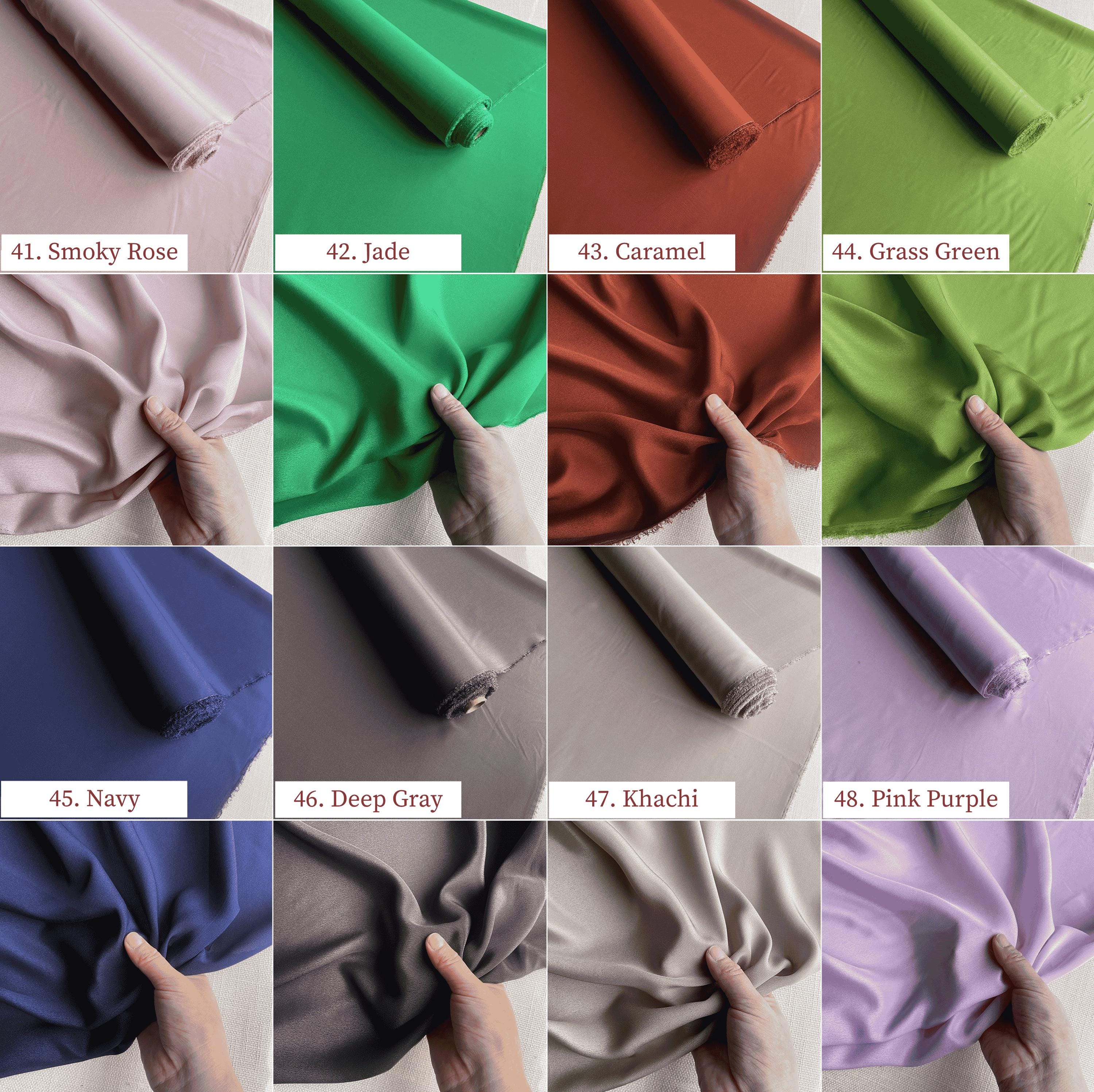 Silk Crepe de Chine, 12 momme 60 solid colors, regular supply silk fabric, 140cm wide by the yard