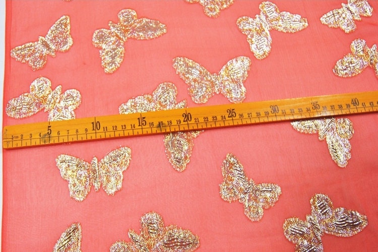 JINDIE - Golden Thread Weave Sheer Silk Crinkled Georgette Fabric - 114cm wide by the Yard