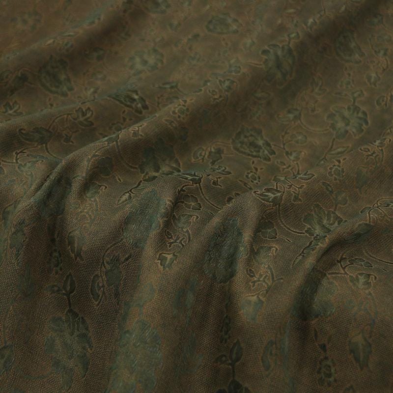 LZHLCY - Handmade 22 Momme HUALUO Natural-colored Flowers Jacquard Mud Silk Fabric (Openwork texture) - 130cm by the Yard