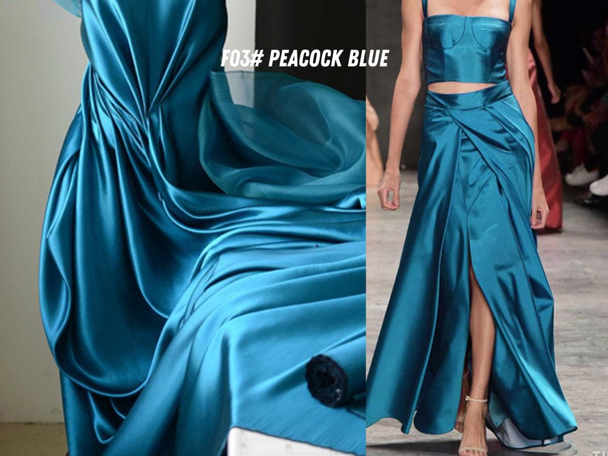 SHISEE - 12 Solid Colors 40 Momme Heavy Silk Wool Satin Fabric - 140cm wide by the Yard