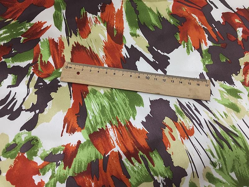 SZDCHX- 16 Momme Watercolor Abstract Print Stretch  Charmeuse Silk Satin Fabric - 112cm wide by the Yard