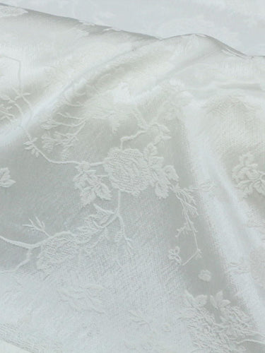 SIMOBS - 43 Momme Flowers Jacquard Mulberry Silk Wool Cotton Blend Silk Fabric - 135cm wide by the Yard