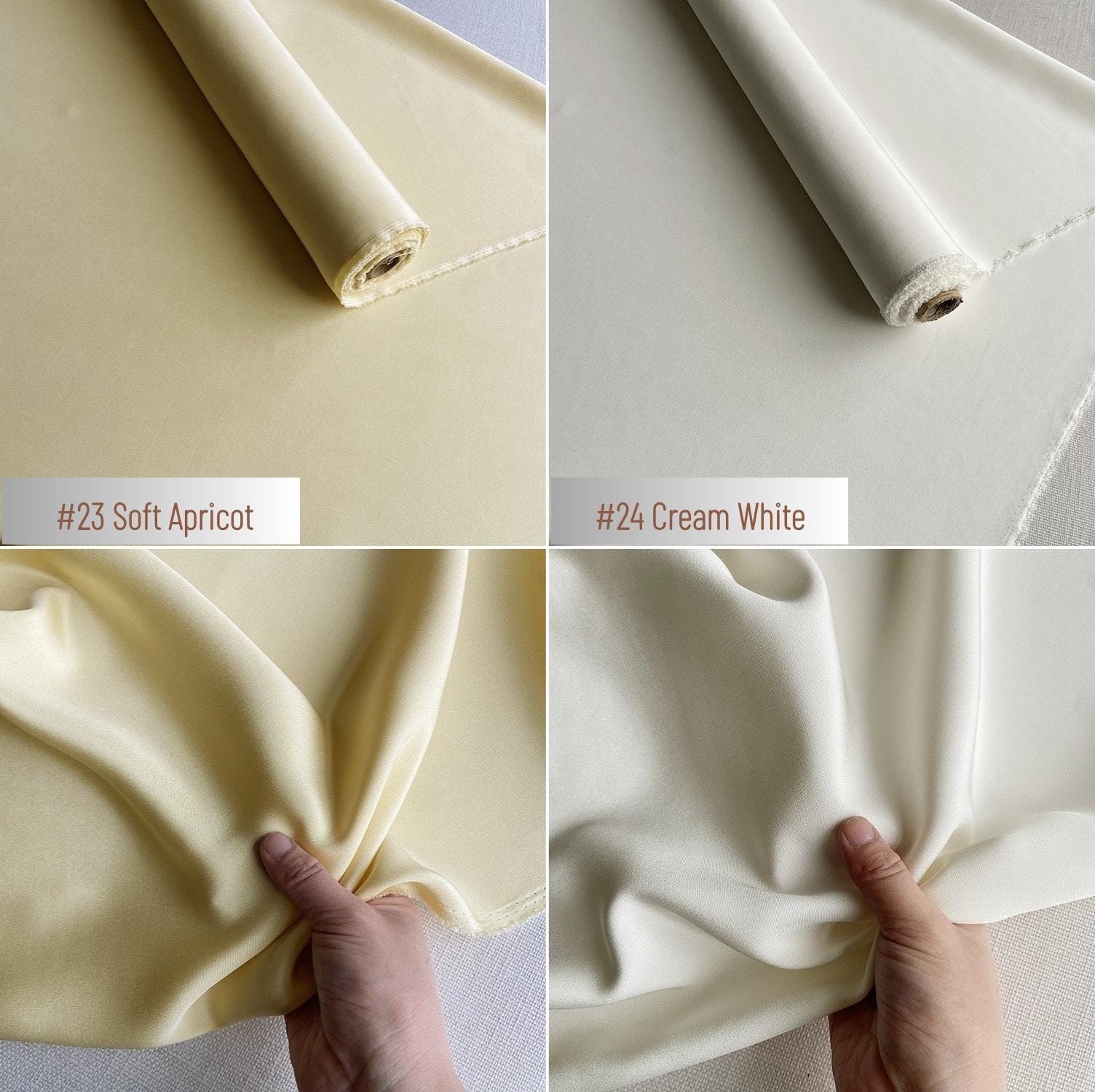 Heavy 40 Momme Silk Crepe de Chine Fabric – 114cm Wide, 24 Colors, Luxury Drape