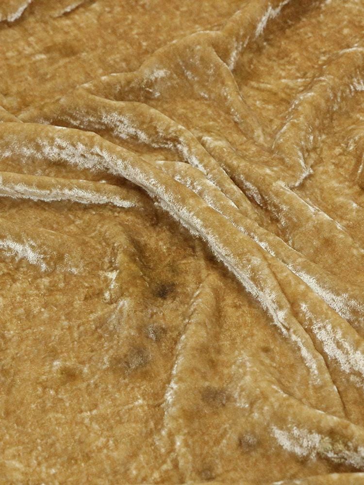 SMCHA - Handmade Vintage Black Tea Dyed Encrypted  Silk Velvet Fabric - 125cm wide by the Yard