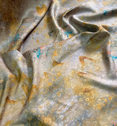 YELOWSM - Handmade 25 Momme HUALUO Jacquard Mud Silk Fabric (Openwork texture) - 112cm by the Yard