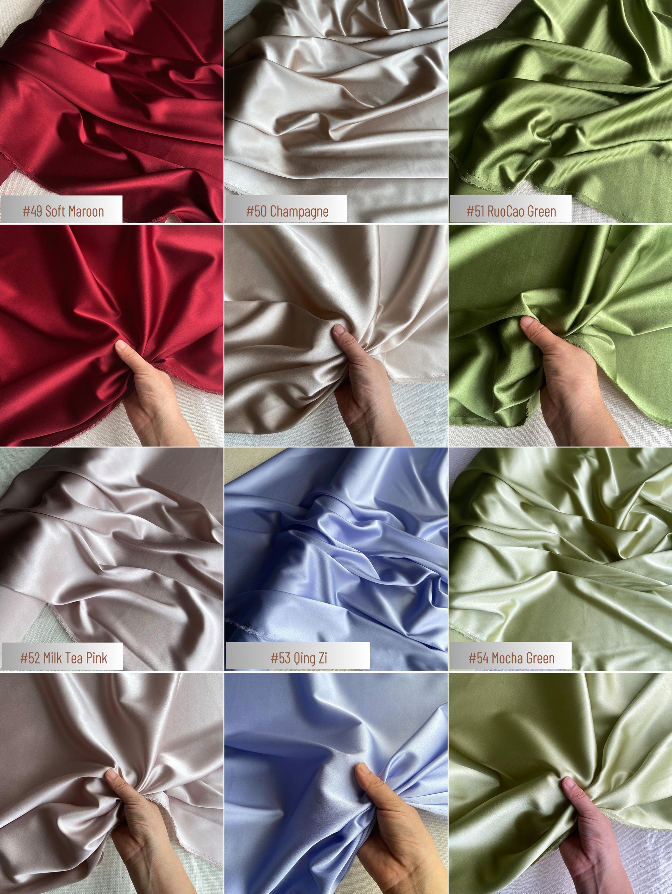 Stretch 90% Silk Charmeuse, 19 Momme solid 80 colors, 140cm wide by the yard