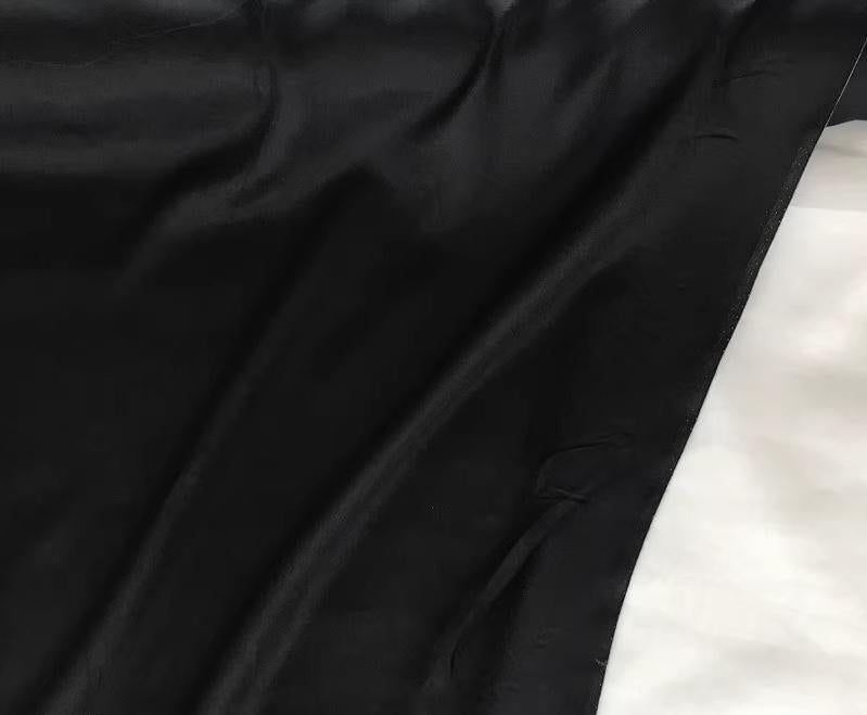 SC16WNB - Silk Cotton fabric, 16 momme 69gsm, Black and White,mulberry silk blend cotton fabric, 140cm wide by the Yard