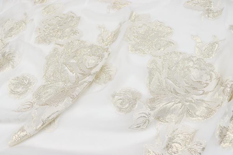 JFHBDD - 14 Momme Golden Thread Weave Silk Georgette Fabric - 140cm wide by the Yard