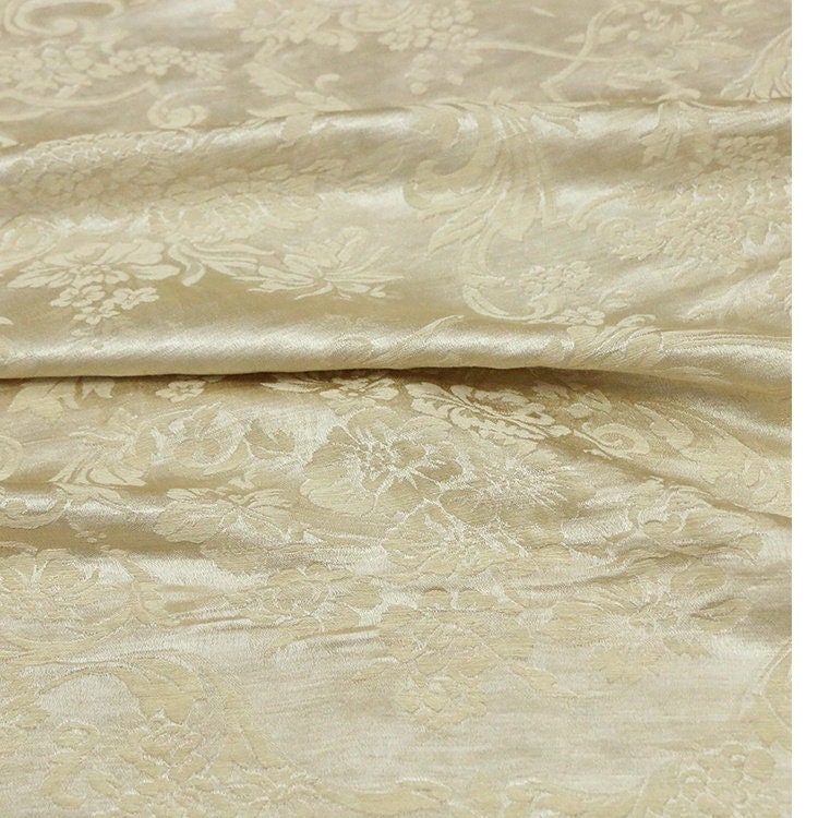 MOSALE - Handmade Silk and Linen for Designers Classical Jacquard Satin Mulberry Silk Fabric - 148cm wide by the Yard