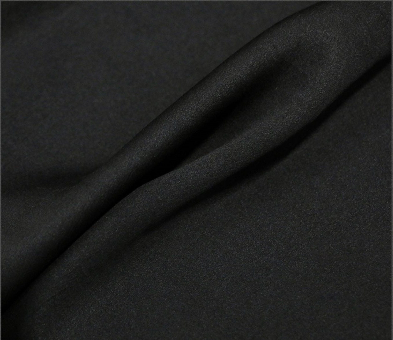 BBH - 22 Momme Handmade Eco Friendly Black Crinkled Mud Silk Satin Fabric - 125cm by the Yard
