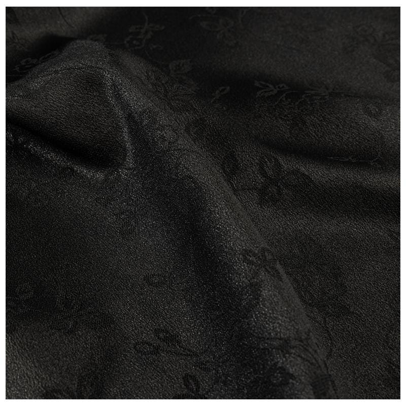 LZMOXY  - Handmade 23 Momme Jacquard Heritage Dark Green Gambiered Silk Satin Fabric - 110cm By the Yard