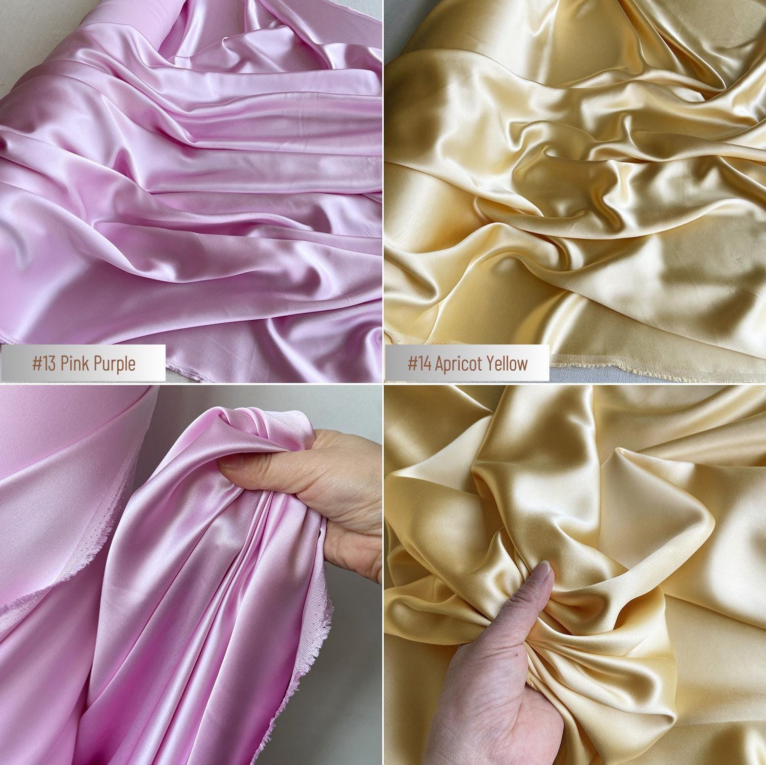 40 Momme Silk Charmeuse Fabric, 140cm Wide, 30 Colors, Luxury Mulberry Silk