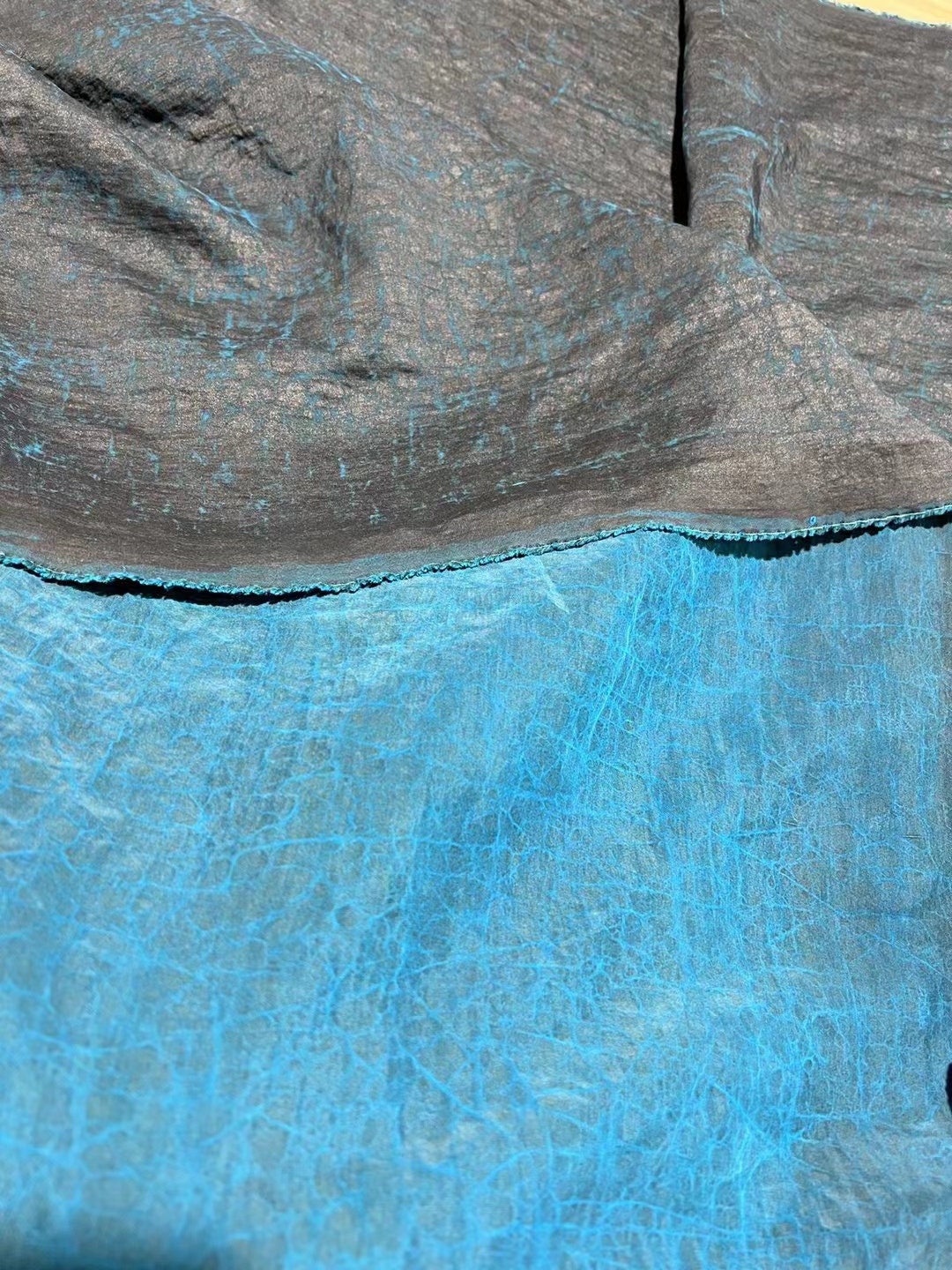 HULANGUI - 22 Momme Handmade Mud Silk Gambiered Ganton Silk Fabric - 110cm wide by the Yard