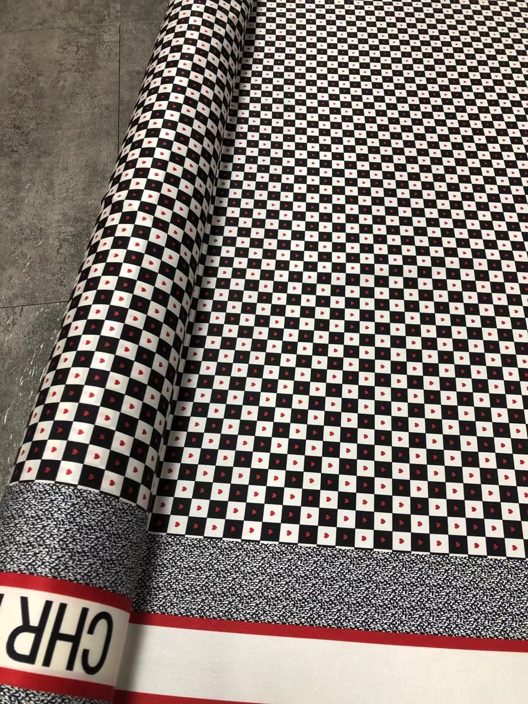 BUBAXG - 21 Momme Grid Love Digital Print Stretch Silk Satin Fabric - 140cm wide by the Yard