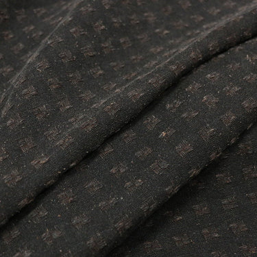 Special Checks - 50 Momme Handmade Coffee Brown Jacquard Tussah Mud Silk Fabric - 97cm wide by the Yard