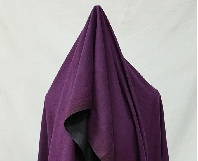 SMOSGUI - Eggplant Purple and Black 22 Momme Handmade Plant Dye Mud Silk Fabric, 130cm by the Yard